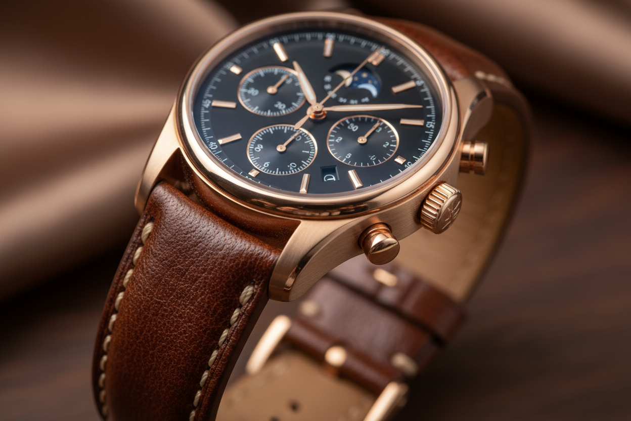 Close-up of Artisan Leather Chrono